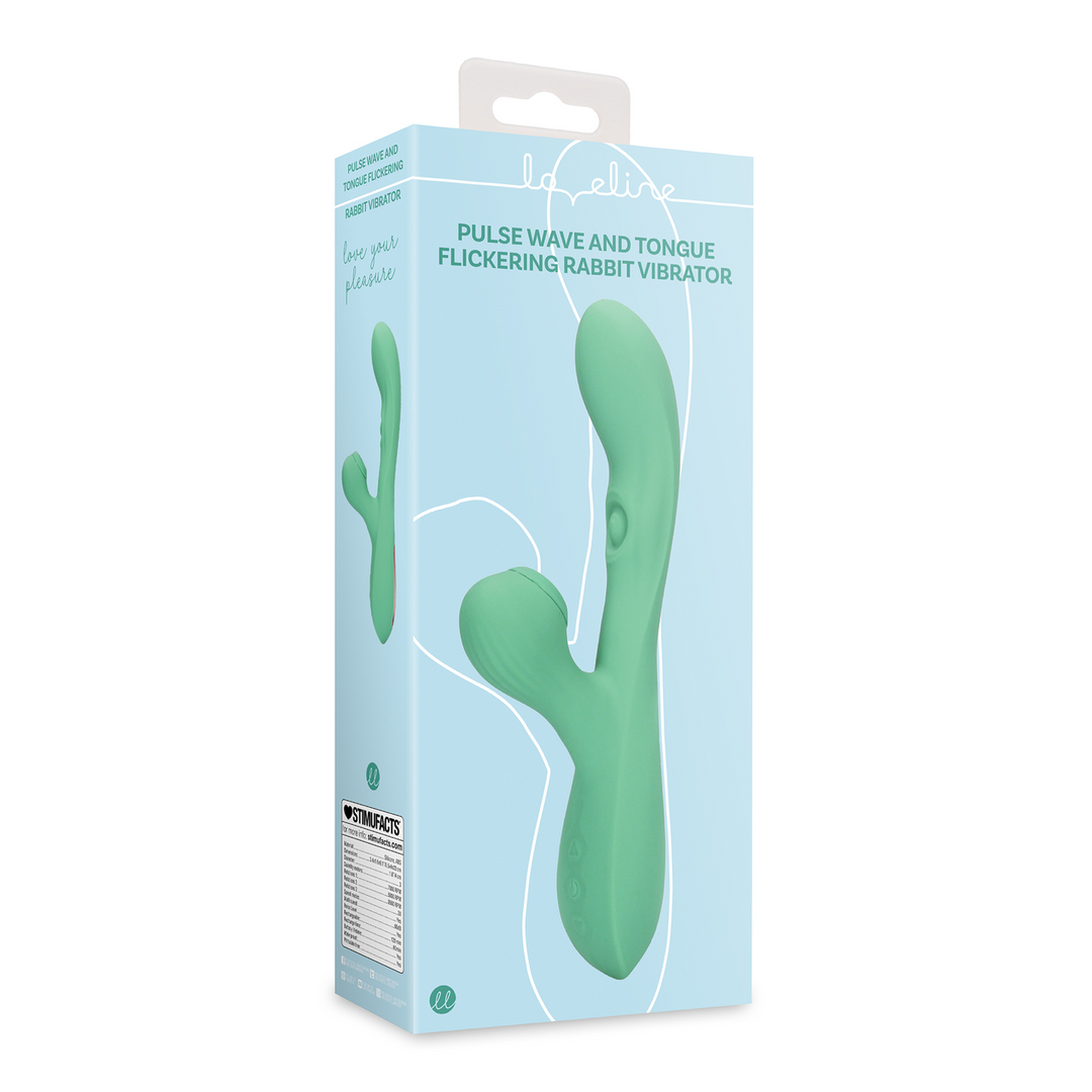 Loveline by shots Pulse Wave en Tongue Flickering Rabbit Vibrator - Blue Grass (8714273048851)