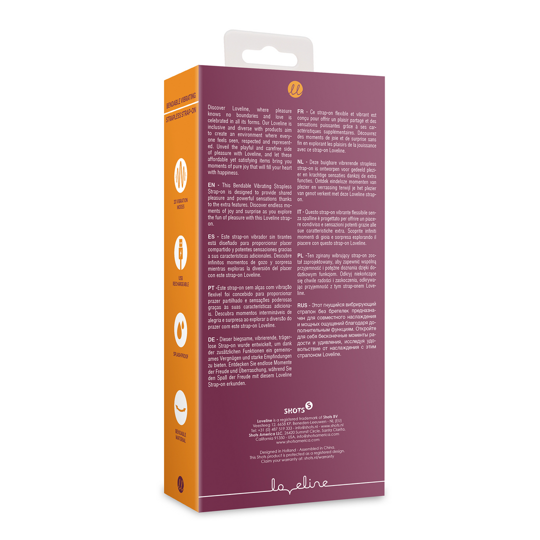 Loveline by shots Buigbare Vibrerende Strapless Strap-on - Merlot Druif (8714273048868)