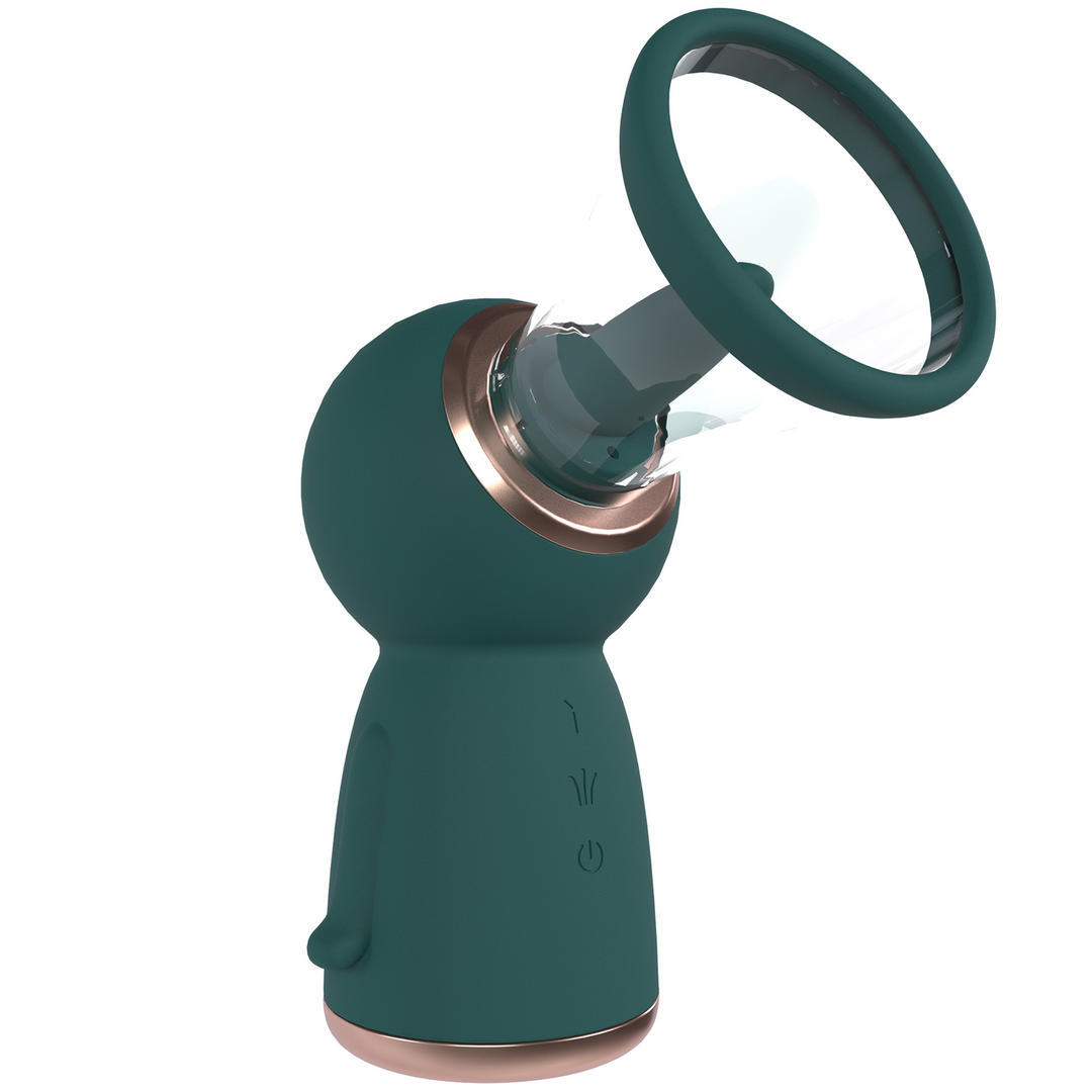 Pumped by shots Exquise - Oplaadbare Vulva- en Borstpomp - Bosgroen (8714273054869)