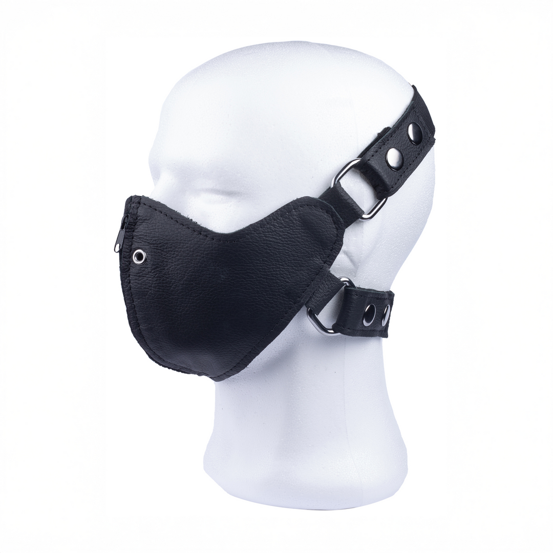 Red leather Leren Masker met Rits - Zwart (3662811296835)