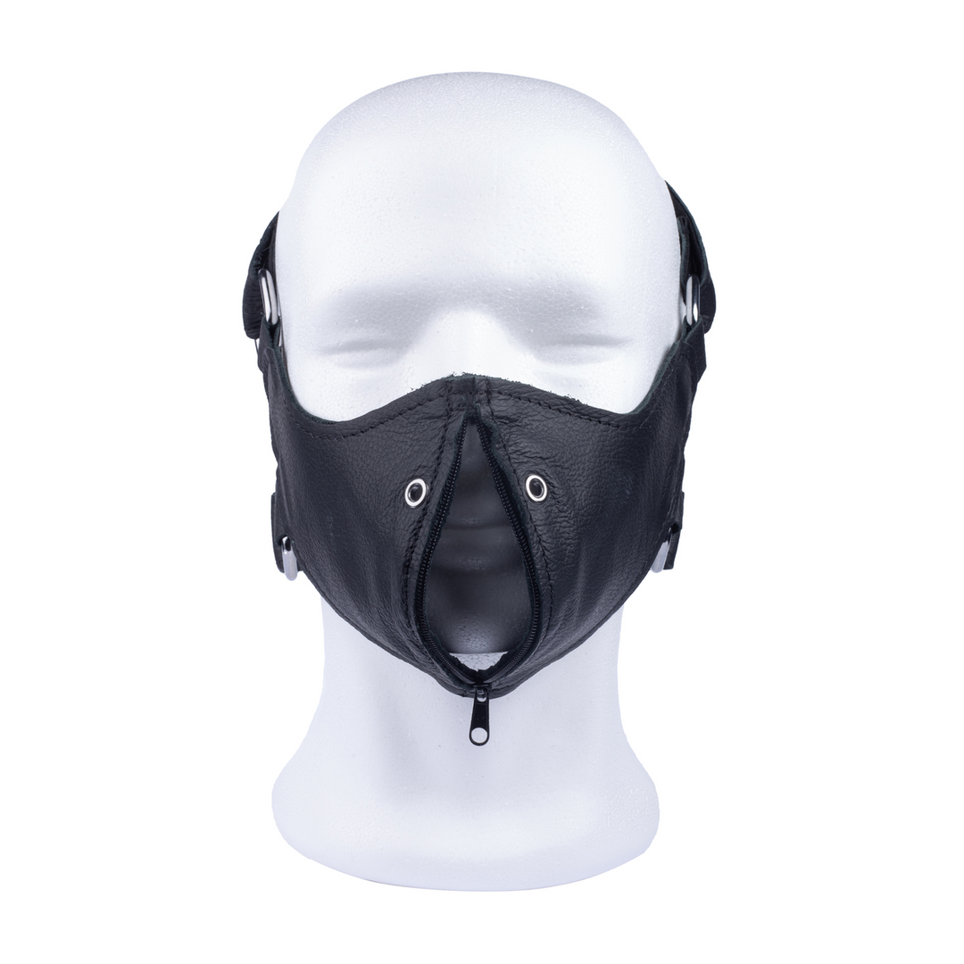 Red leather Leren Masker met Rits - Zwart (3662811296835)