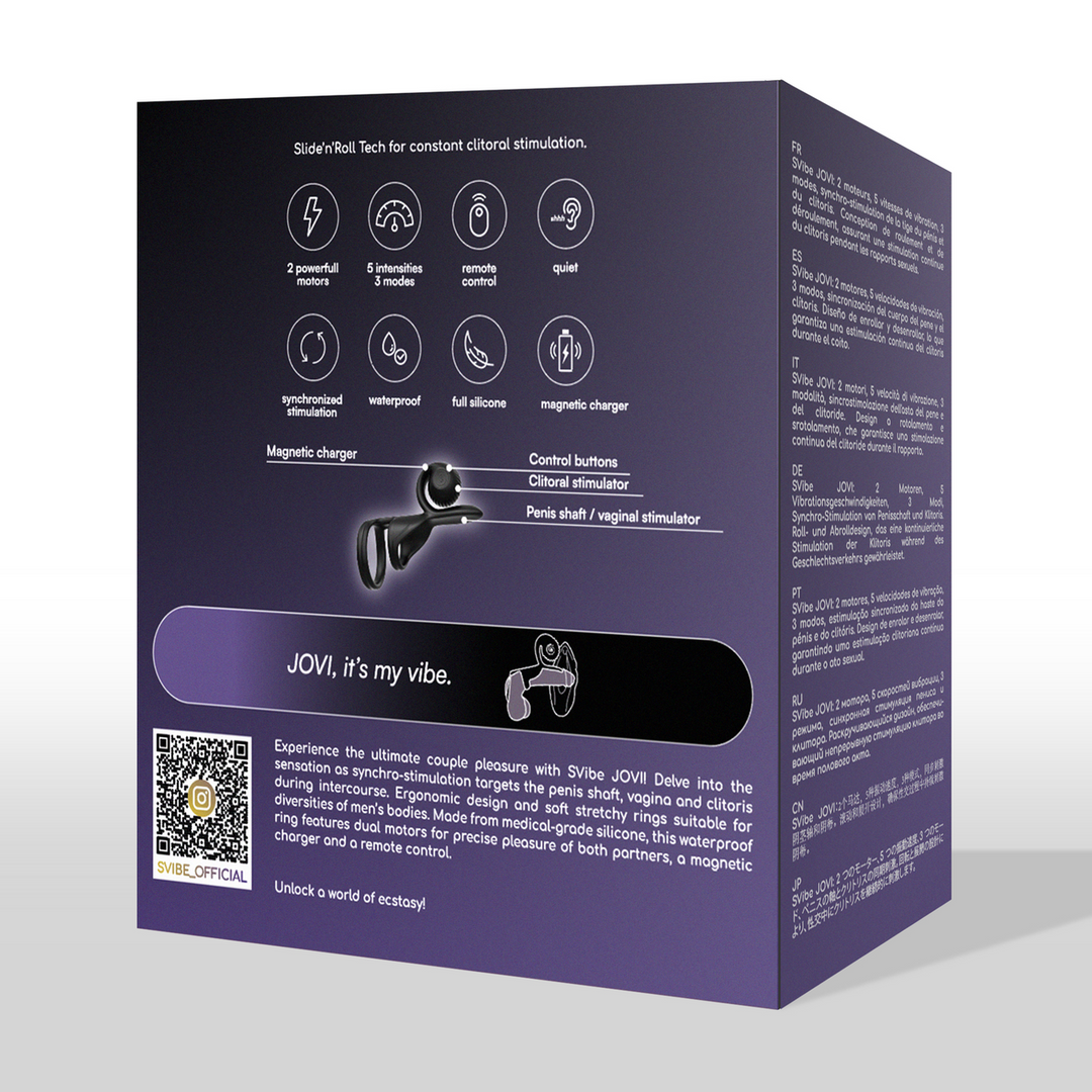 Snail vibe JOVI - Dual Couples Ring Stimulator - Zwart (8720615765713)