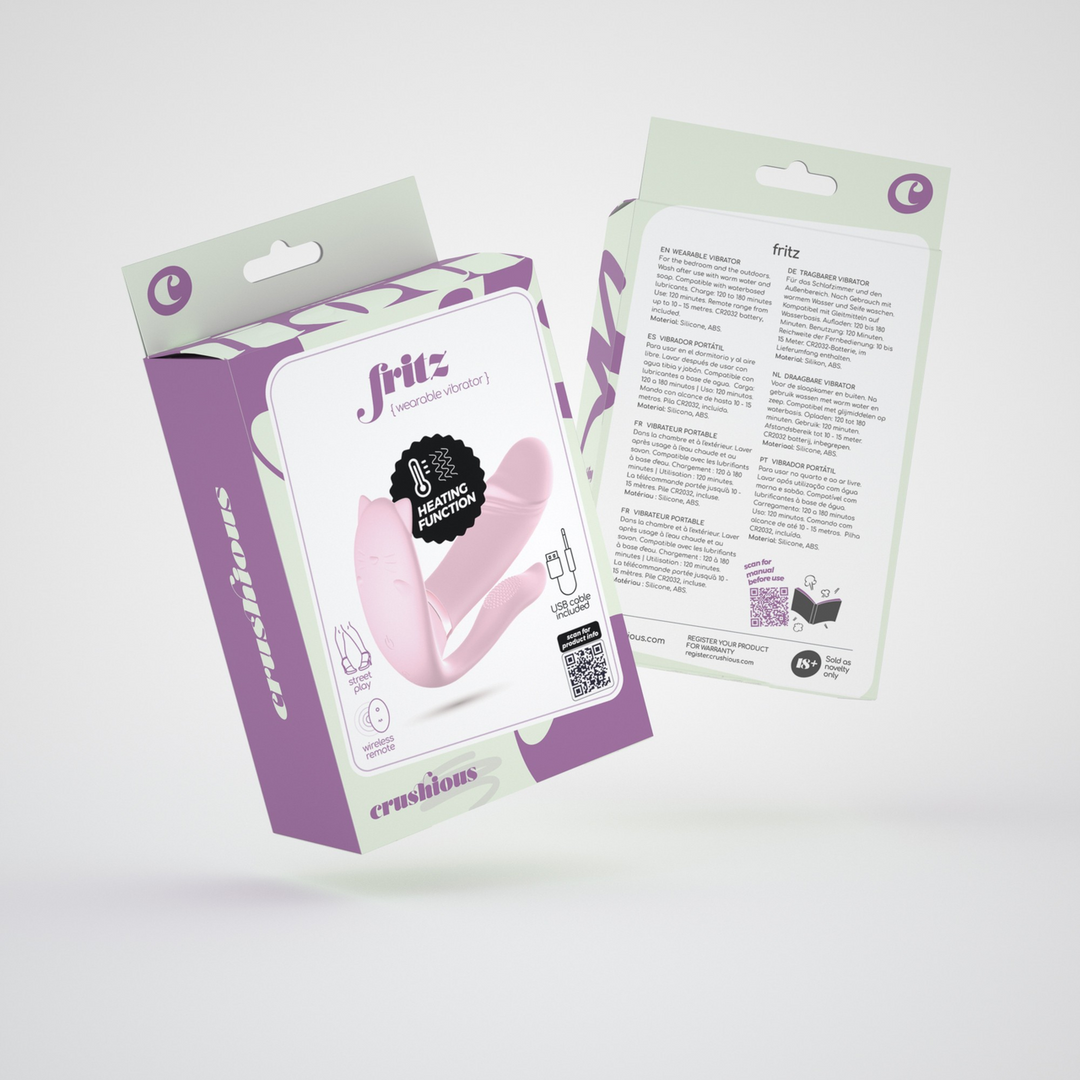 Crushious Fritz - Verwarmbare Draagbare Vibrator met Afstandsbediening - Pastelroze (7403254156593)