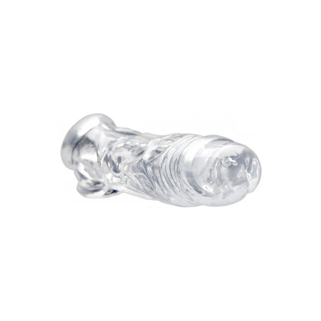 Xr brands Realistische Heldere Penis Sleeve en Ball Stretcher (848518030511)