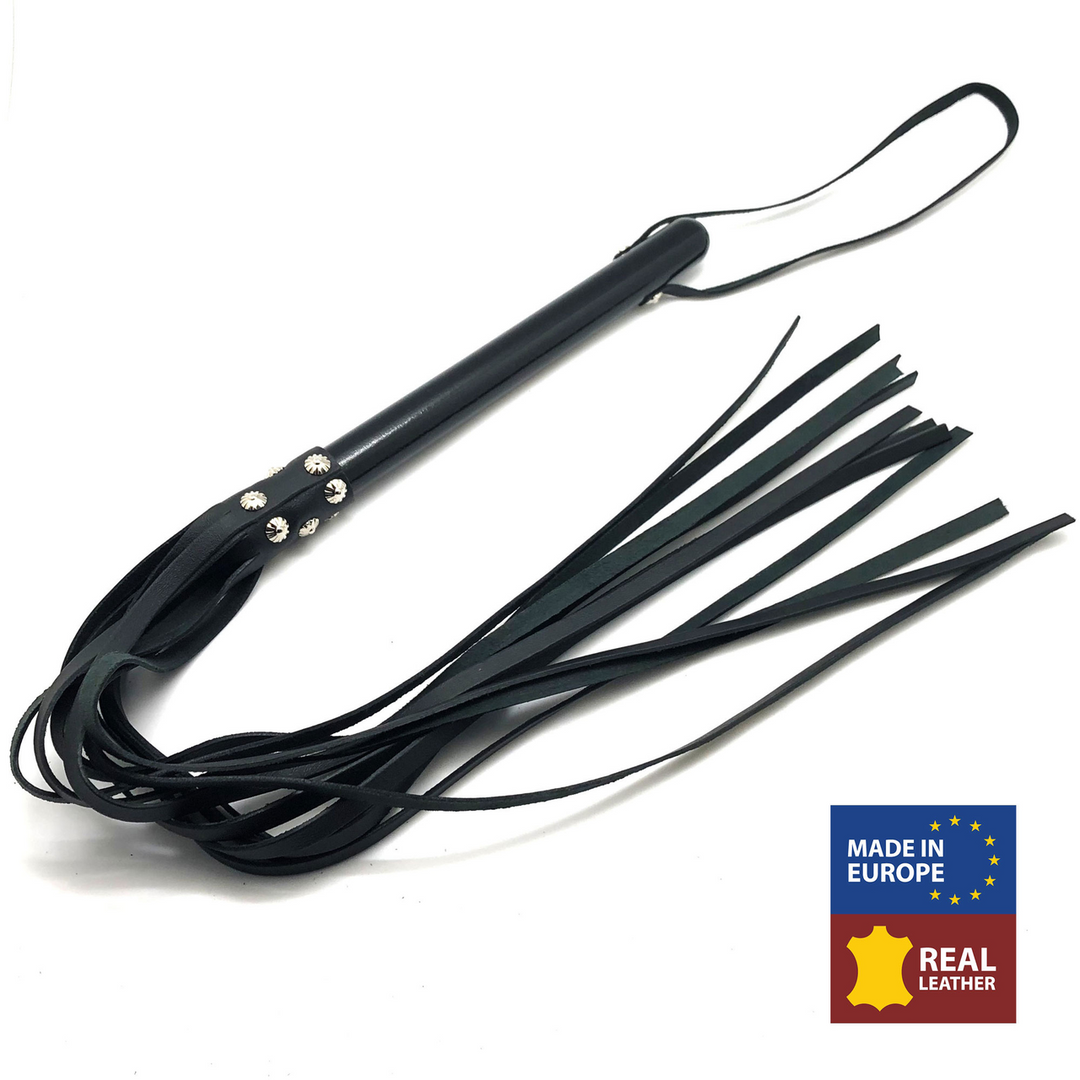 Red leather Houten Martinet met Leren Touwen - 78 cm - Zwart (3701019811799)