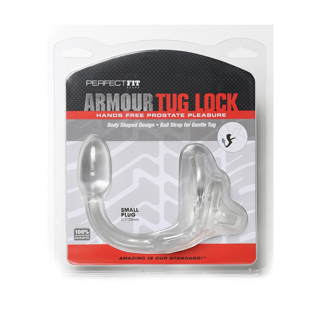 Perfectfitbrand Armor Tug Lock - Cockring met Ball Strap en Butt Plug - Klein (854854005519)