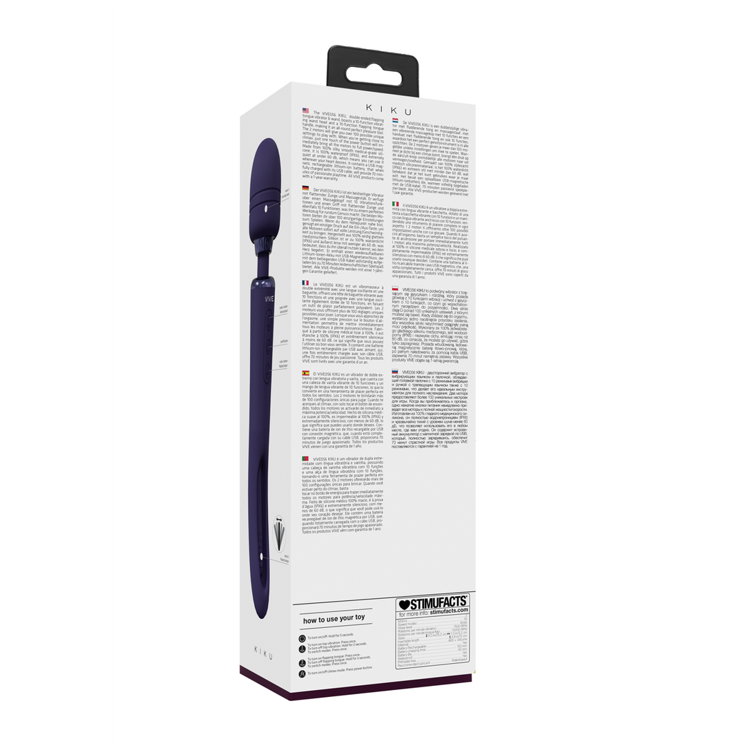 Vive by shots Kiku - Dubbelzijdige Wand met Innovatieve G-Spot Flapper Stimulator - Paars (8714273051837)
