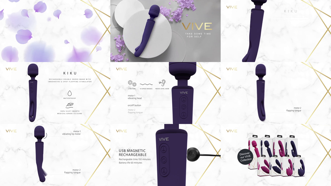 Vive by shots Kiku - Dubbelzijdige Wand met Innovatieve G-Spot Flapper Stimulator - Paars (8714273051837)