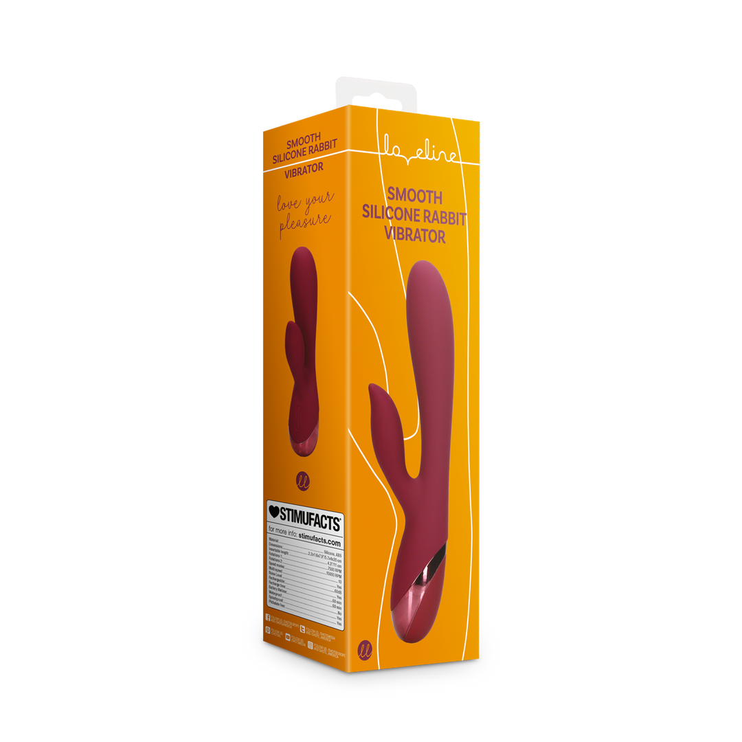 Loveline by shots Zachte Siliconen Konijn Vibrator - Donker Kers (8714273051486)