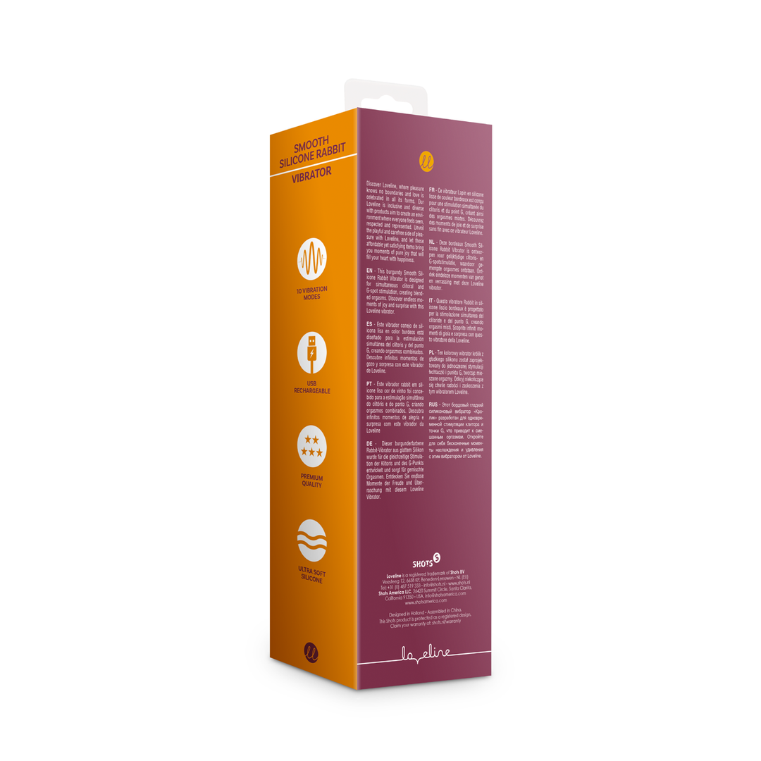 Loveline by shots Zachte Siliconen Konijn Vibrator - Donker Kers (8714273051486)