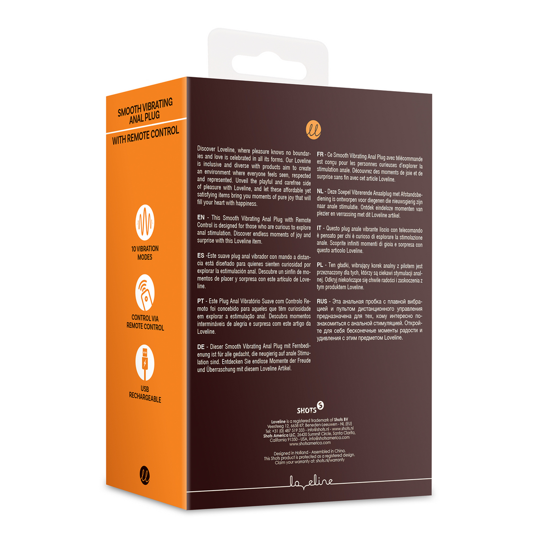 Loveline by shots Glad Vibrerende Anale Plug met Afstandsbediening - Drop Black (8714273049025)