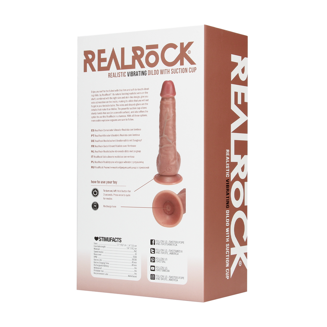 Realrock by shots Vibrerende Reguliere Rechte Penis met Ballen - 7 / 18 cm - Tan (8714273041739)