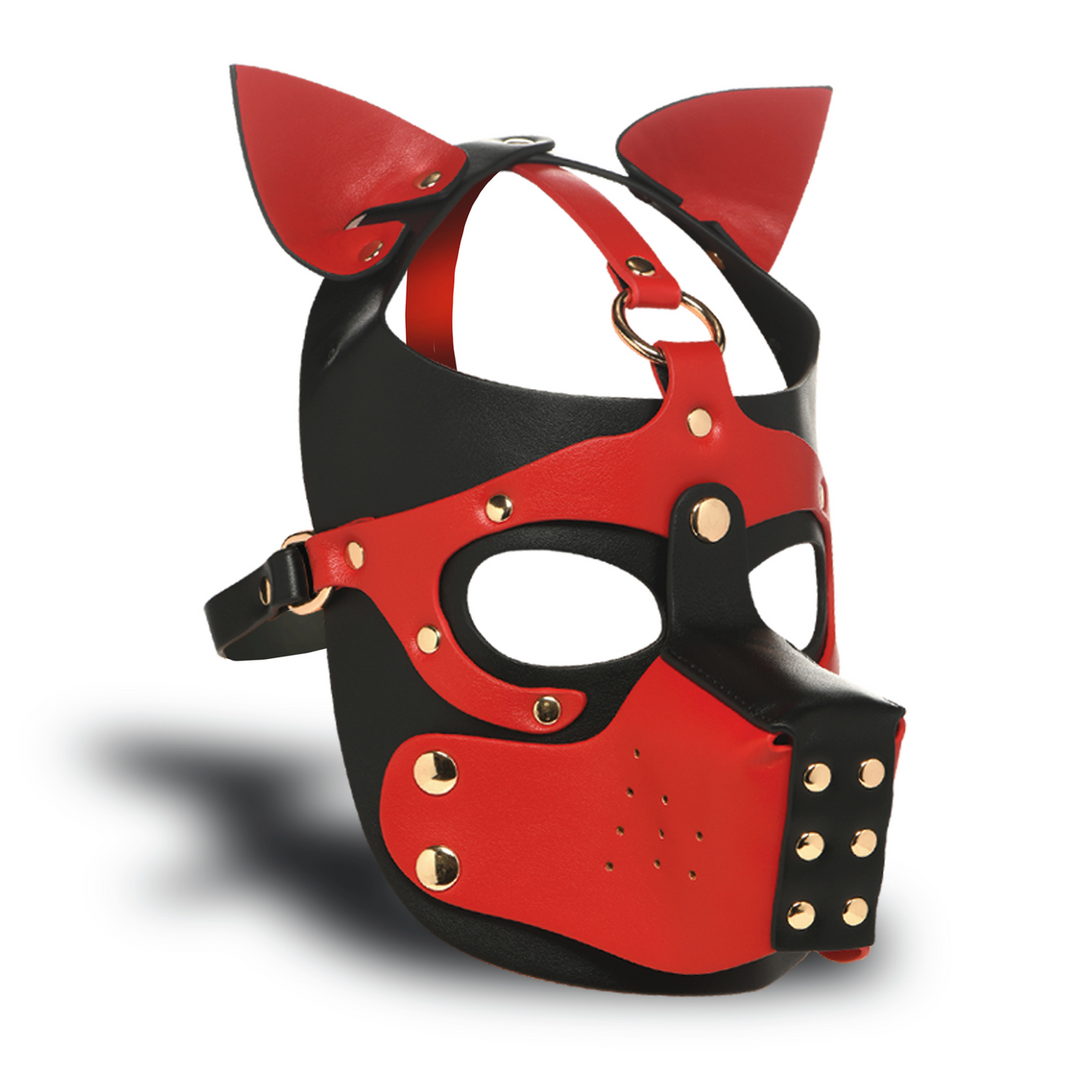 Xr brands Hondenkap met Muilkorf - Zwart/Rood (848518055750)