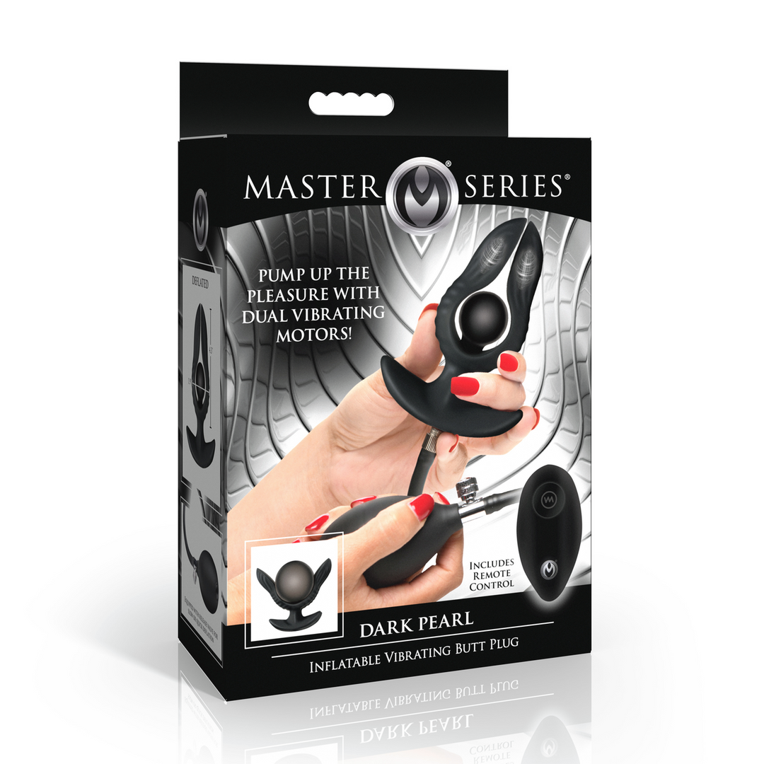 Xr brands Dark Pearl - Opblaasbare Vibrerende Anale Plug met Afstandsbediening - Zwart (848518056719)