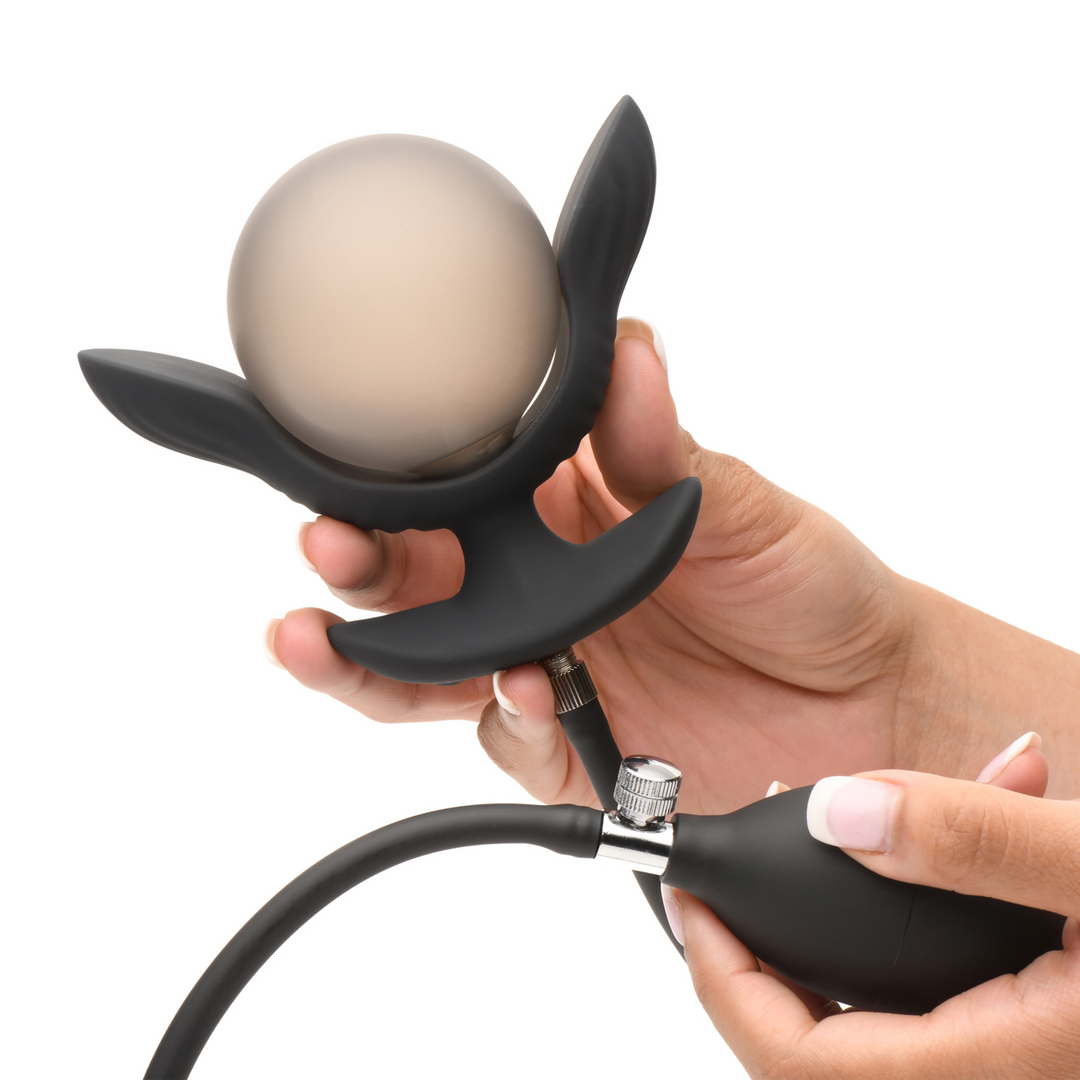 Xr brands Dark Pearl - Opblaasbare Vibrerende Anale Plug met Afstandsbediening - Zwart (848518056719)
