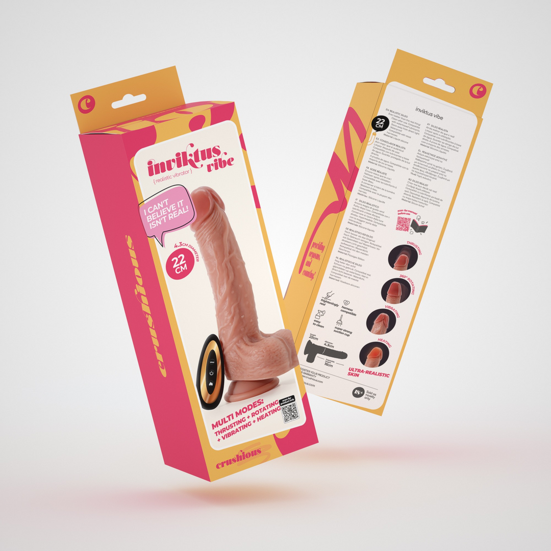 Crushious Inviktus Vibe - Vloeibare Siliconen Duwende Draaien en Verwarmende Vibrator - 8.5 / 22 cm - Vlees (7403254159259)