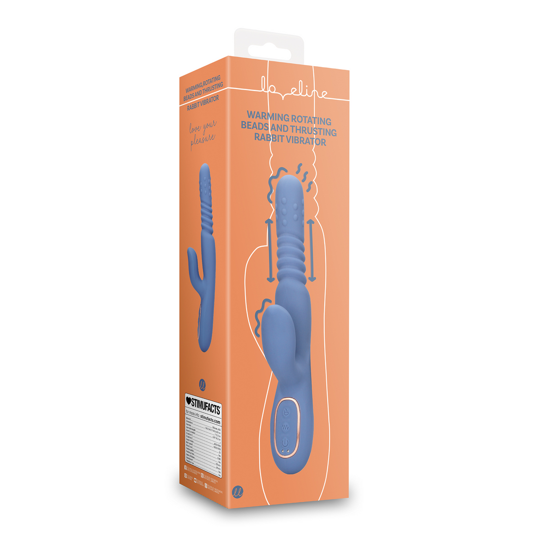 Loveline by shots Warmende Draaibare Kralen en Duwende Konijnen Vibrator - Blauw Nova (8714273049063)