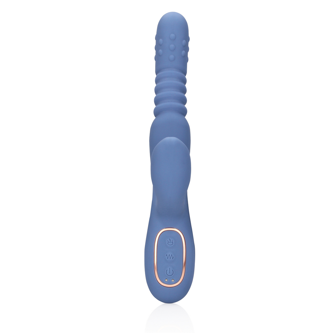 Loveline by shots Warmende Draaibare Kralen en Duwende Konijnen Vibrator - Blauw Nova (8714273049063)