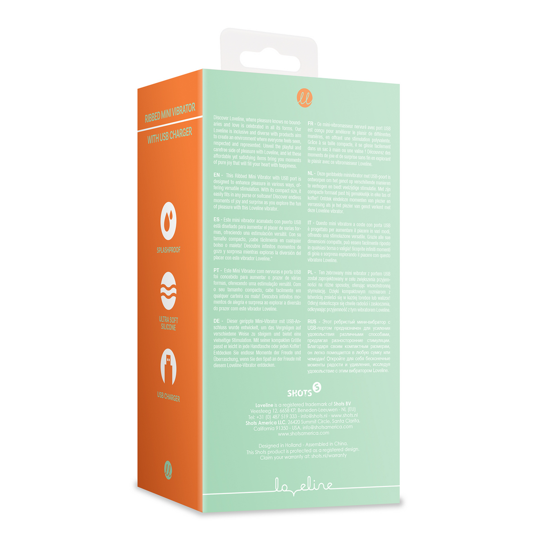 Loveline by shots Geribbelde Mini Vibrator met USB Oplader - Lente Salie (8714273049360)
