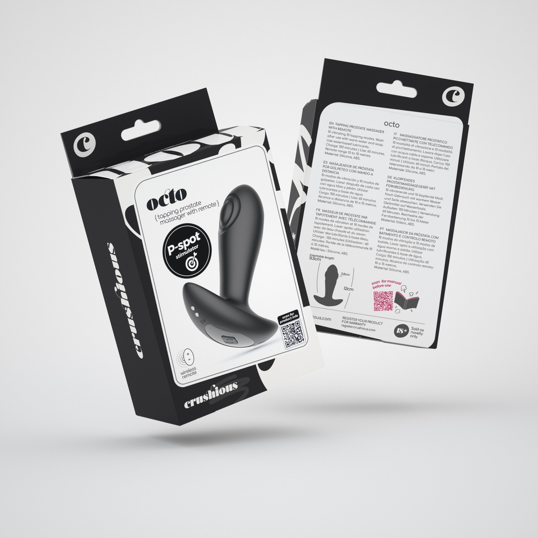 Crushious Octo - Tapping Anale Plug met Afstandsbediening - Zwart (7403254158917)