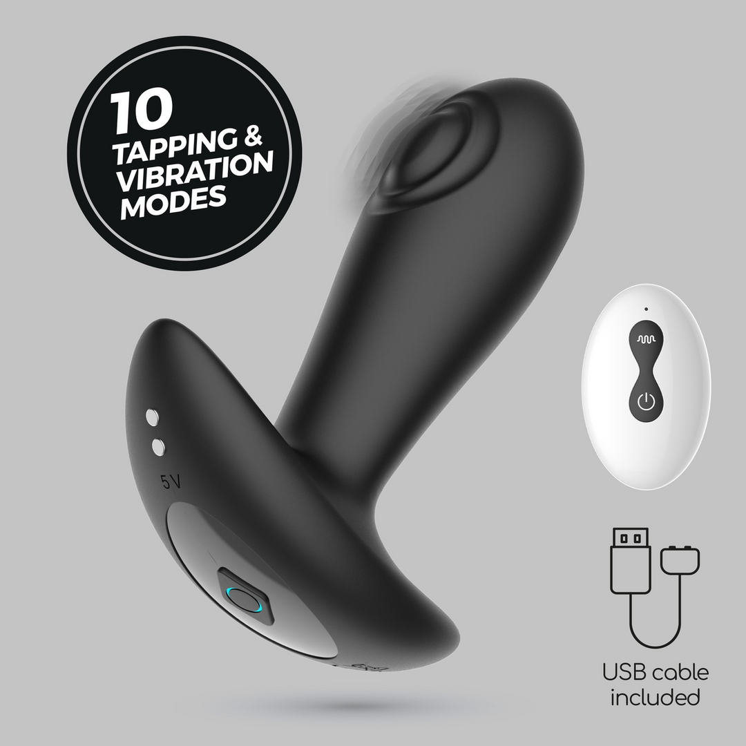 Crushious Octo - Tapping Anale Plug met Afstandsbediening - Zwart (7403254158917)