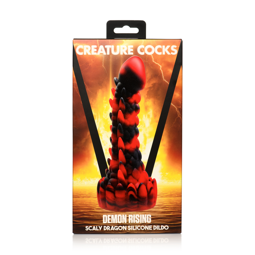 Xr brands Demon Rising - Schubben Draak Siliconen Dildo - Rood/Zwart (848518052995)