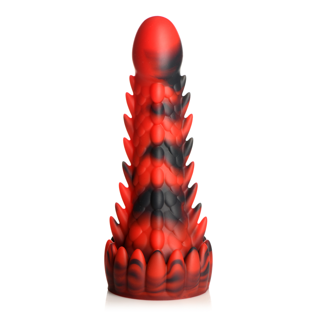 Xr brands Demon Rising - Schubben Draak Siliconen Dildo - Rood/Zwart (848518052995)