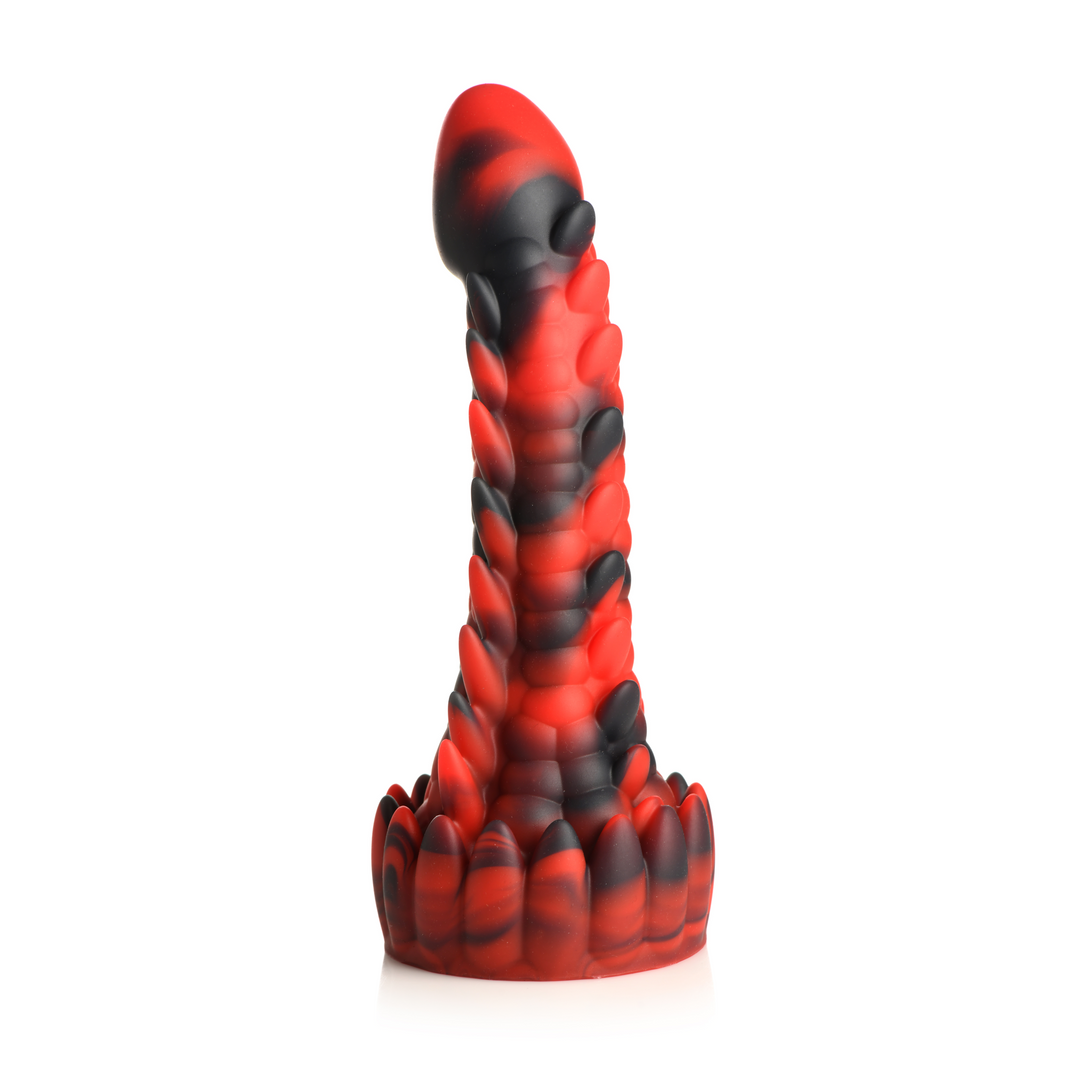 Xr brands Demon Rising - Schubben Draak Siliconen Dildo - Rood/Zwart (848518052995)