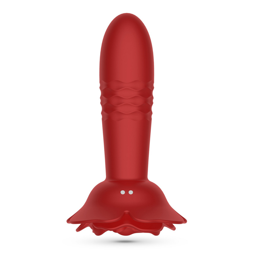 Crushious Romeo - Duwende Anale Rozenplug met Afstandsbediening - Rood (7403254158887)