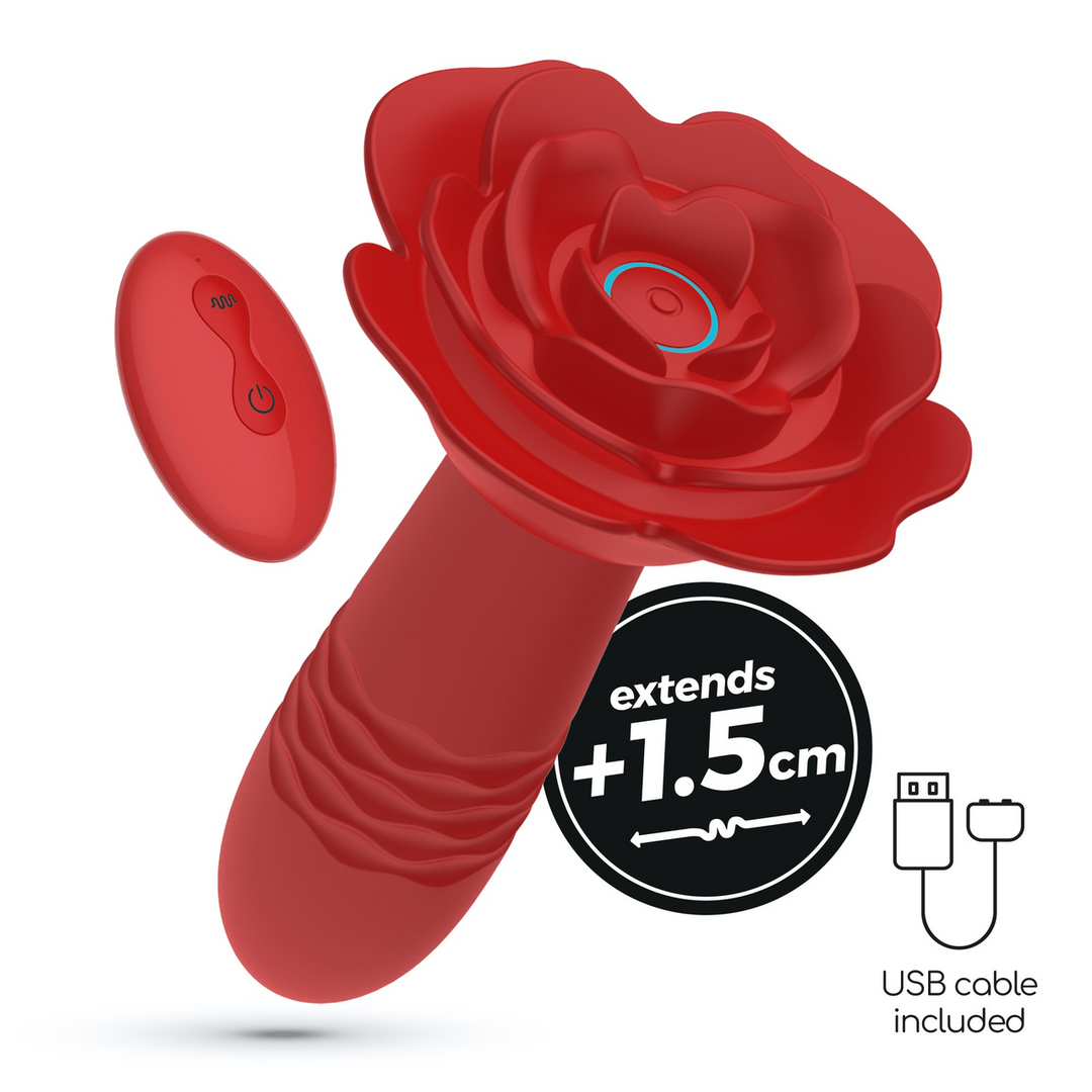 Crushious Romeo - Duwende Anale Rozenplug met Afstandsbediening - Rood (7403254158887)