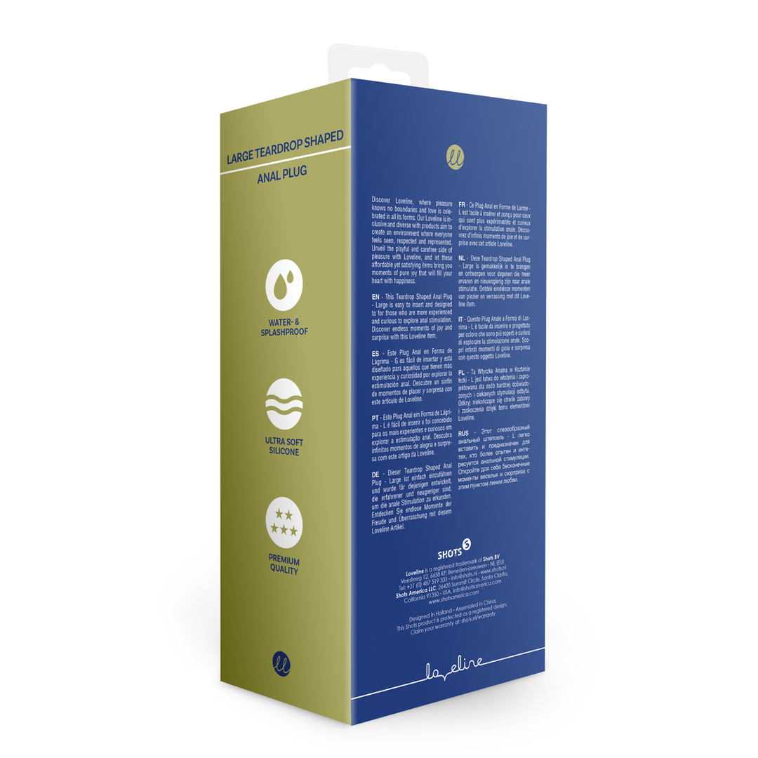 Loveline by shots Druppelvormige Anale Plug - Groot - Baltisch Blauw (8714273050786)