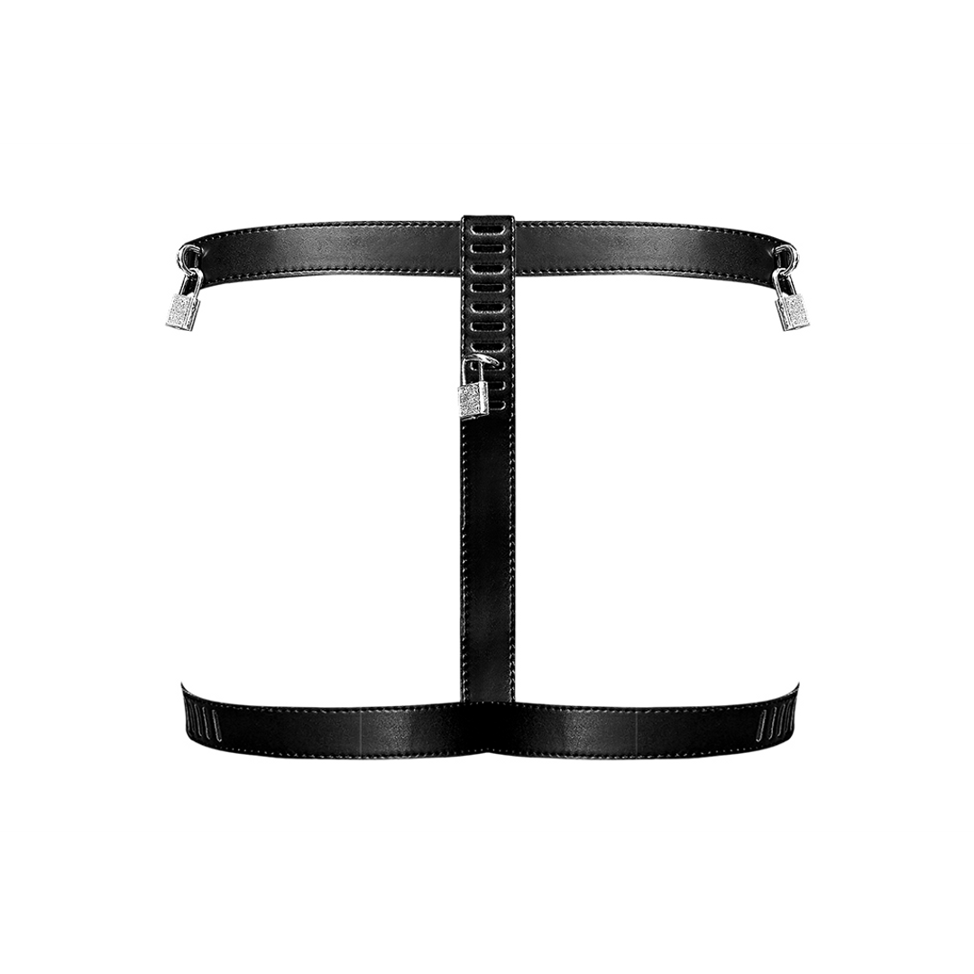Male power Scorpio - Imitatieleren Chastity Thong - One Size - Zwart (845830085977)