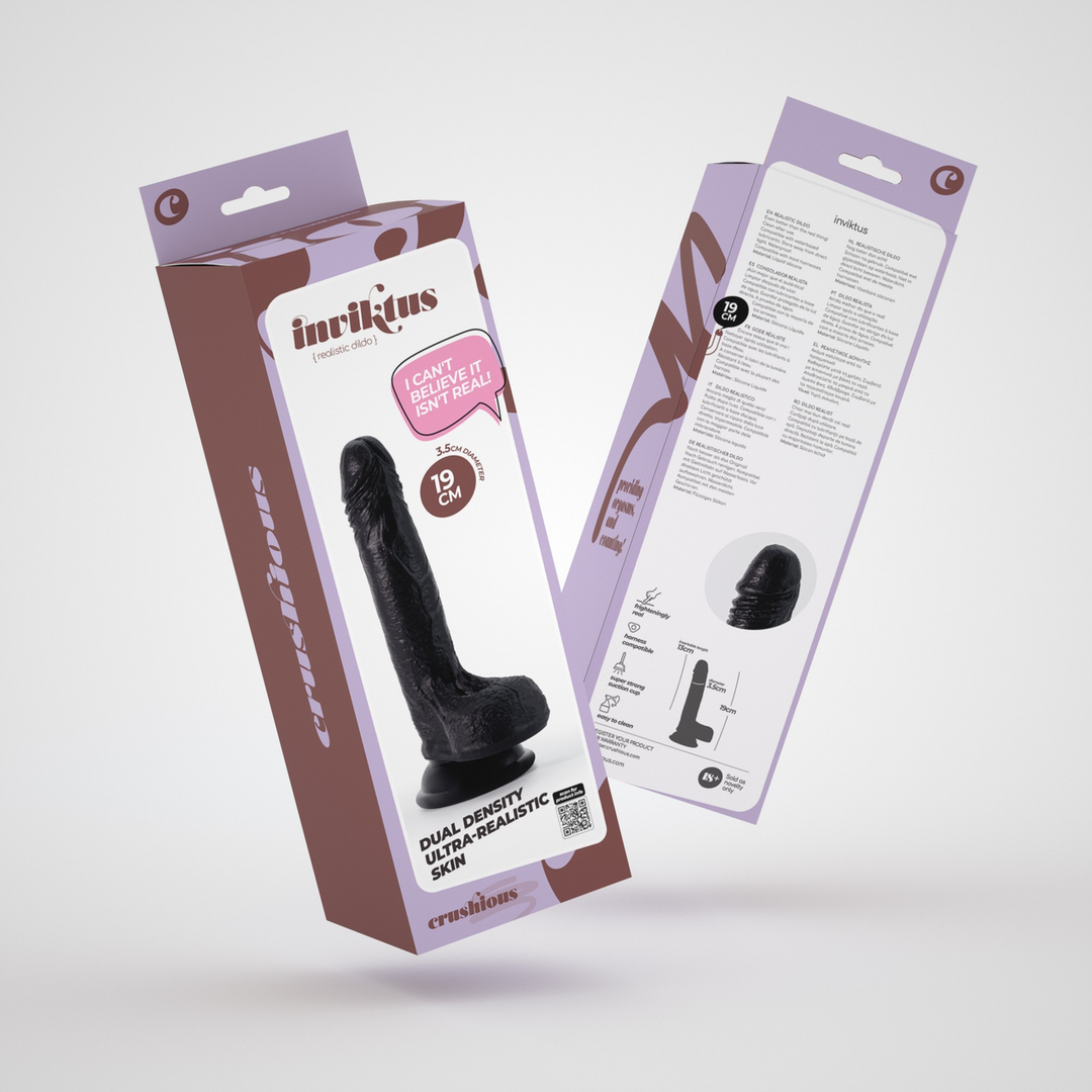 Crushious Inviktus - Vloeibare Siliconen Dildo - 7 / 19 cm - Zwart (7403254159327)