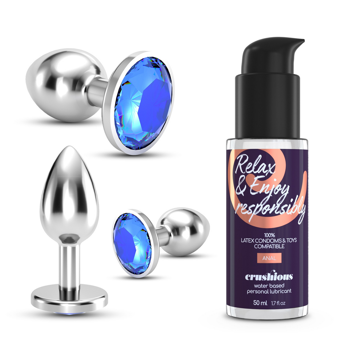 Crushious Bijou - Anal Wet Train Trio - 3 Jewel Plugs - Blauw (7403254151062)