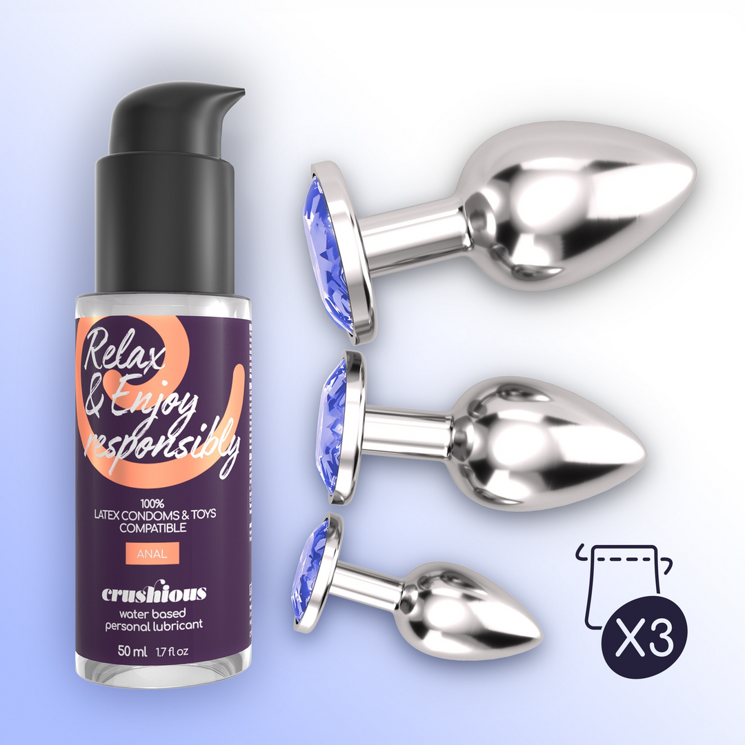 Crushious Bijou - Anal Wet Train Trio - 3 Jewel Plugs - Blauw (7403254151062)