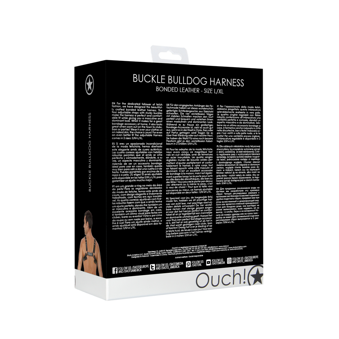 Ouch! by shots Leren Bulldog Harnas met Gespen - L/XL (7423522525500)