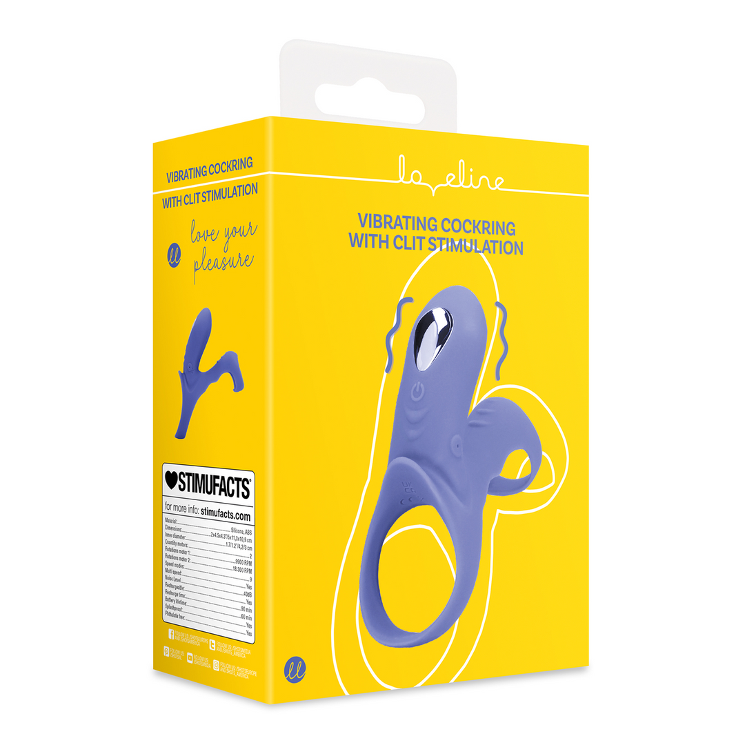 Loveline by shots Vibrerende Cockring met Clit Stimulatie - Tamiya Blauw (8714273044143)