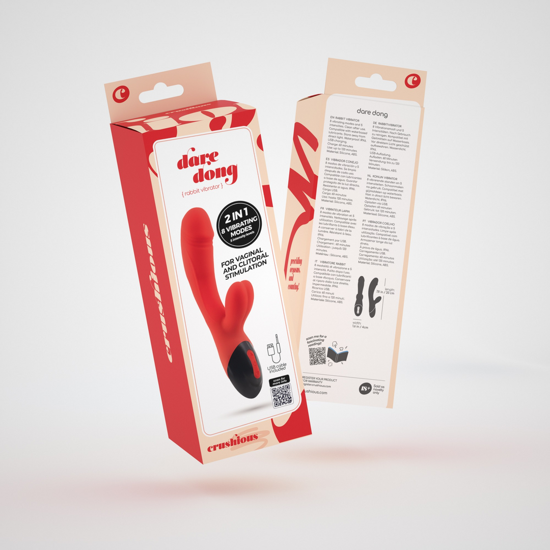 Crushious Dare Dong - Oplaadbare Konijnen Vibrator - Rood (7403254158030)