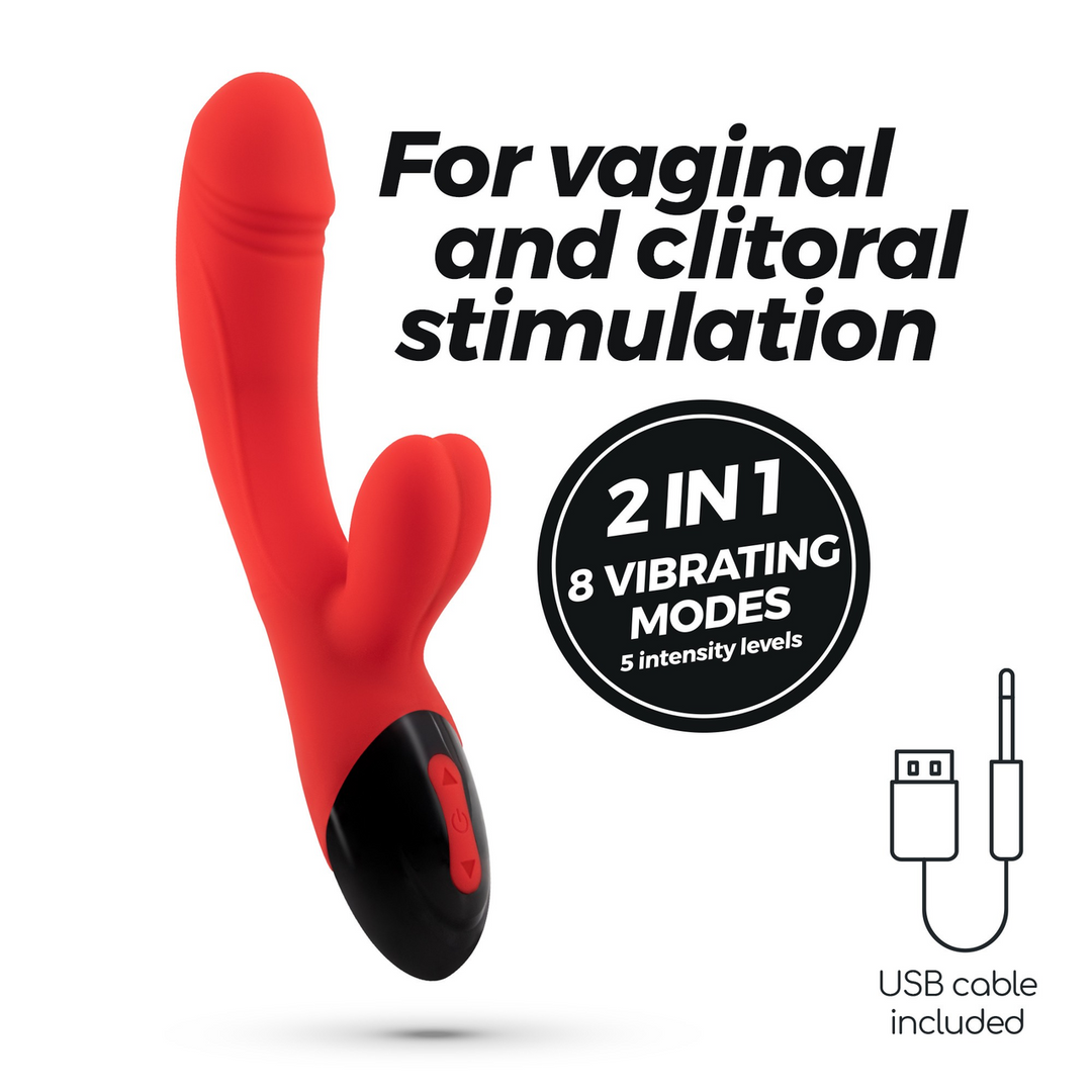 Crushious Dare Dong - Oplaadbare Konijnen Vibrator - Rood (7403254158030)