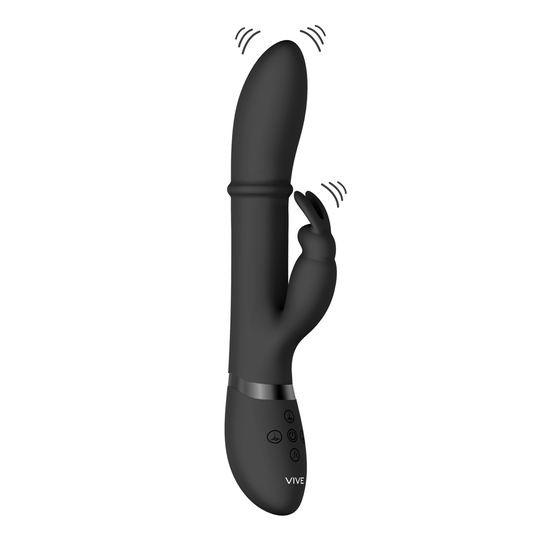 Vive by shots Halo - Ring Rabbit Vibrator - Zwart (8714273545022)