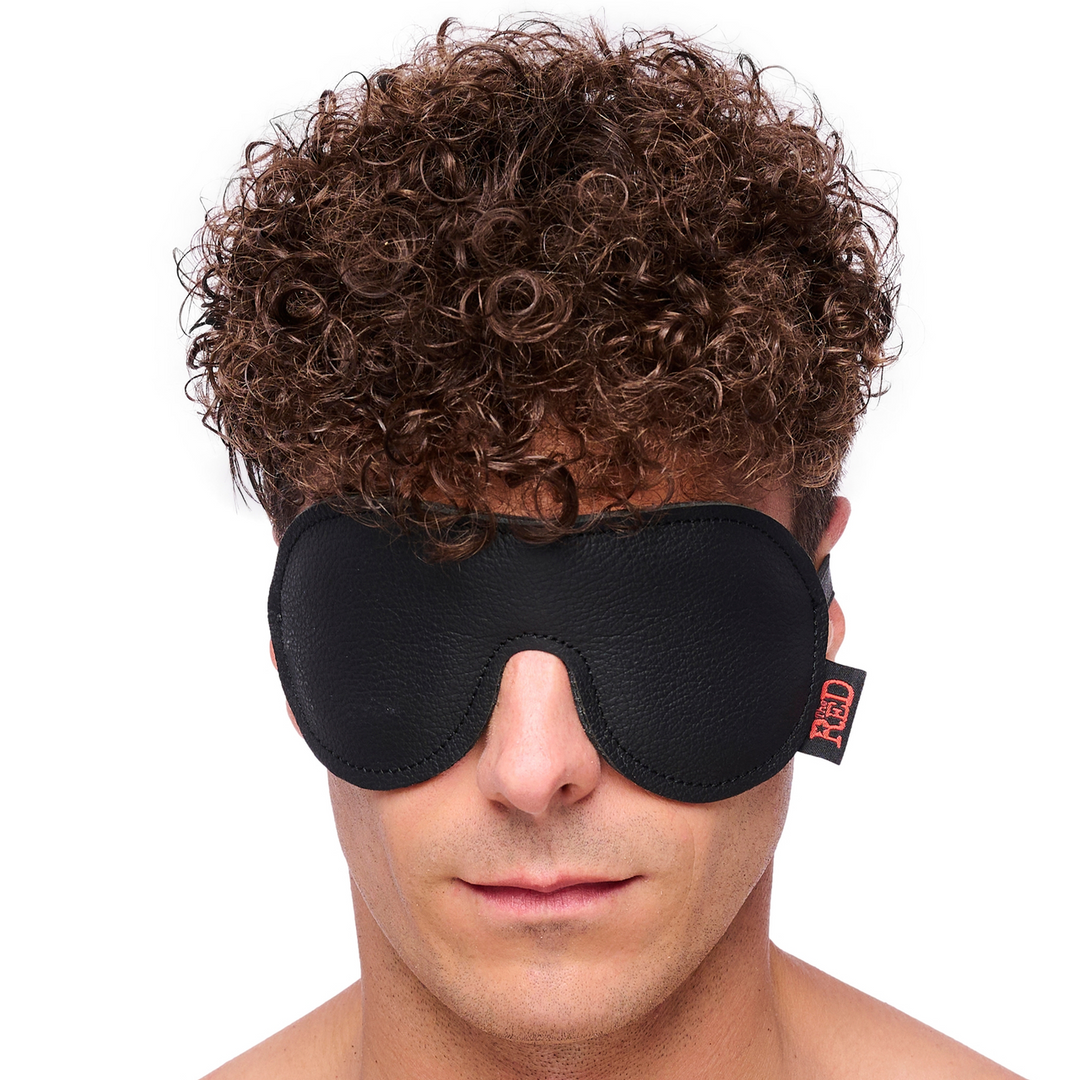 Red leather Leren Oogmasker - Zwart (3701019810372)