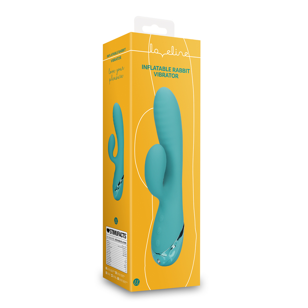 Loveline by shots Opblaasbare Konijnen Vibrator - Pauwblauw (8714273048950)