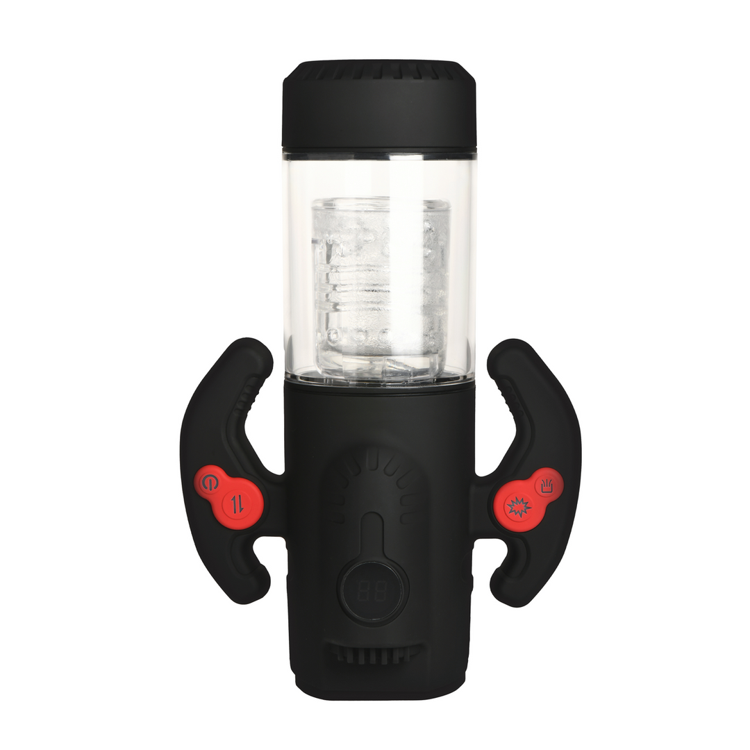Curve toys Turbo Max - Draaien, Duwen en Zuigen Masturbator - Transparant/Zwart (653078944976)