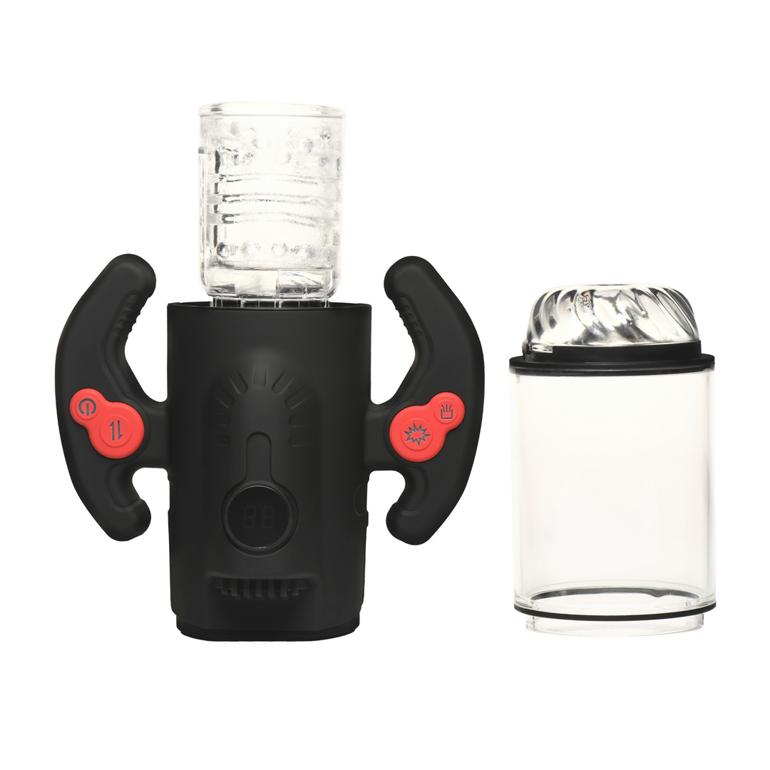 Curve toys Turbo Max - Draaien, Duwen en Zuigen Masturbator - Transparant/Zwart (653078944976)