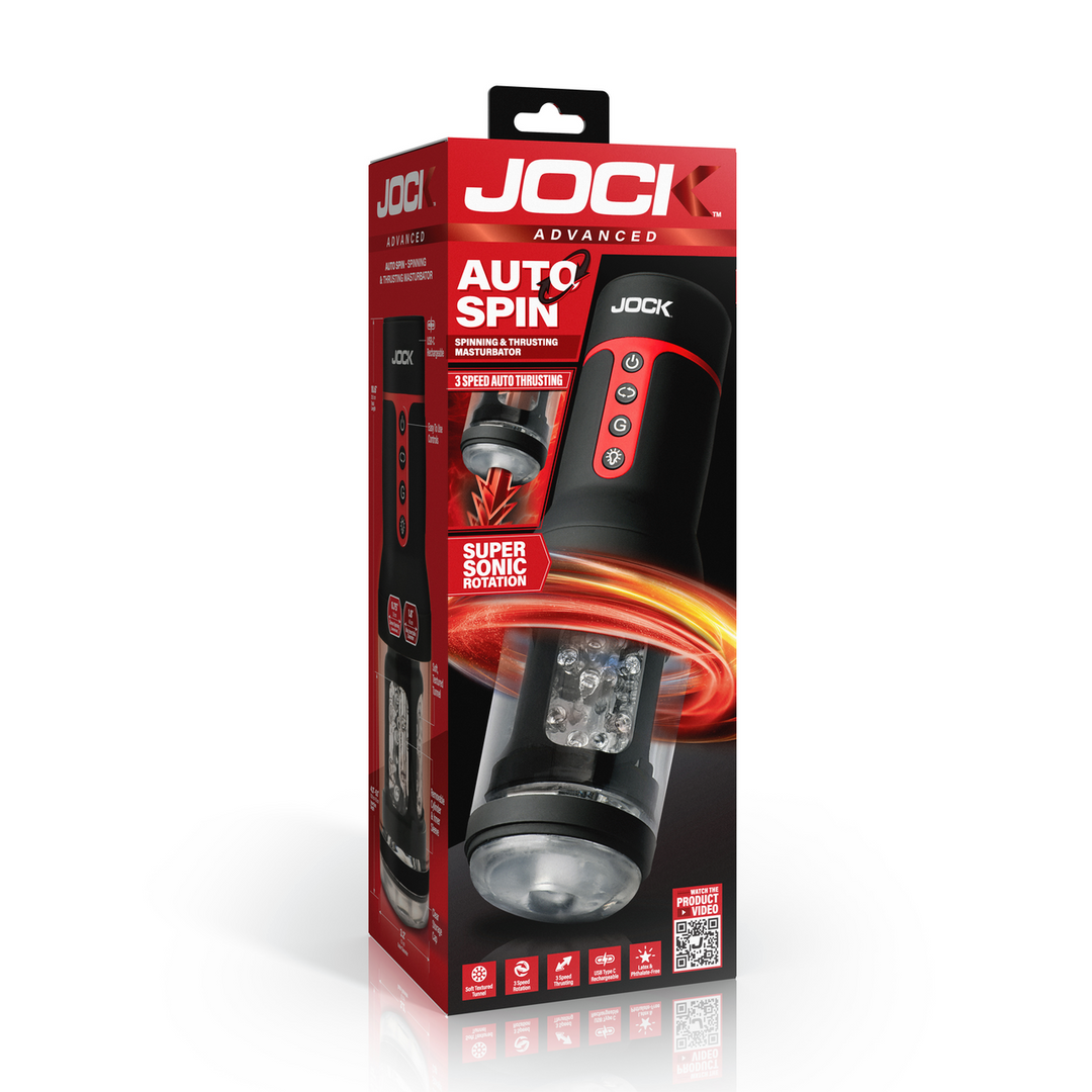 Curve toys Auto Spin - Draaien en Duwen Masturbator - Transparant/Zwart (653078944969)