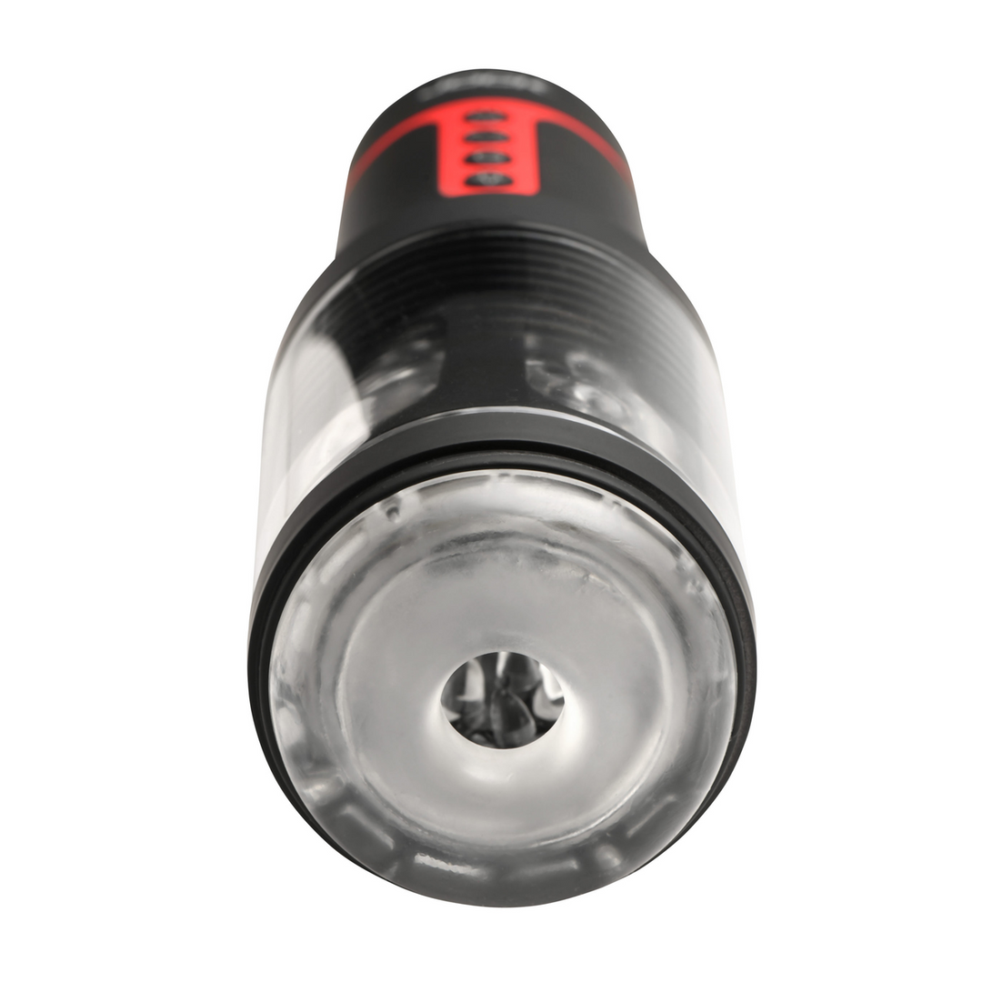 Curve toys Auto Spin - Draaien en Duwen Masturbator - Transparant/Zwart (653078944969)