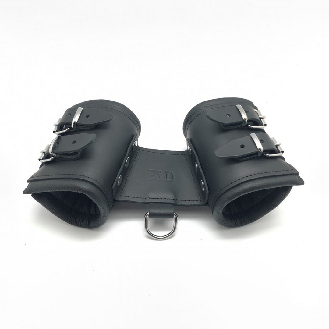 Red leather Leren Dubbele Handboeien - Zwart (3701019810839)