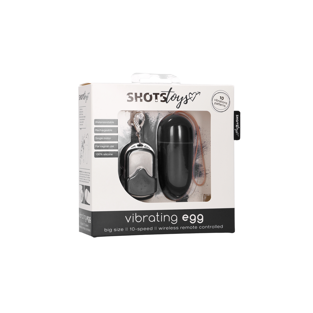 Shots toys by shots Vibrerende Ei met 10 Snelheden en Afstandsbediening - L - Zwart (8714273053503)