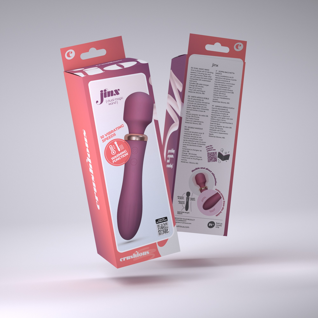 Crushious Jinx - Dual Wand Massager met Verwarmingsmodus - Rode Wijn (7403254161115)