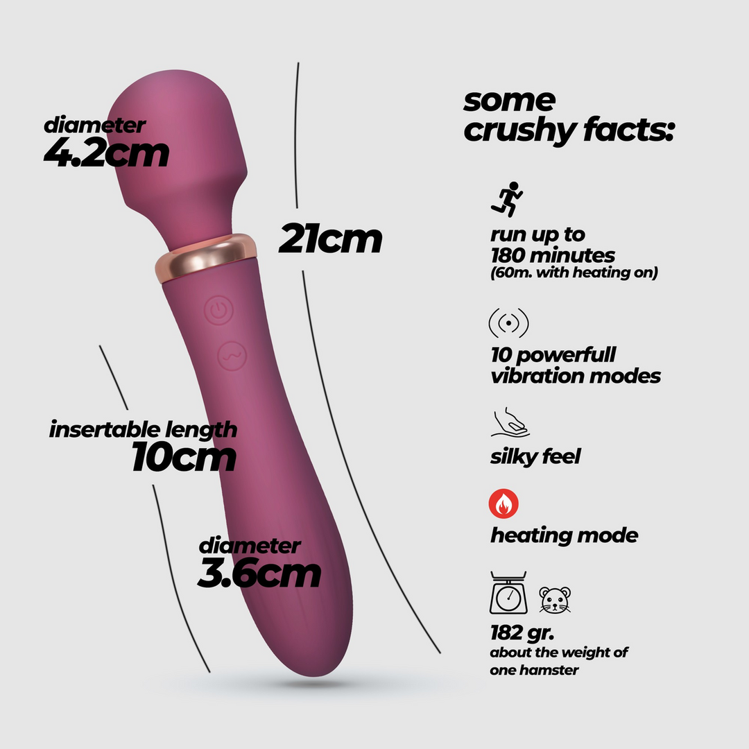 Crushious Jinx - Dual Wand Massager met Verwarmingsmodus - Rode Wijn (7403254161115)
